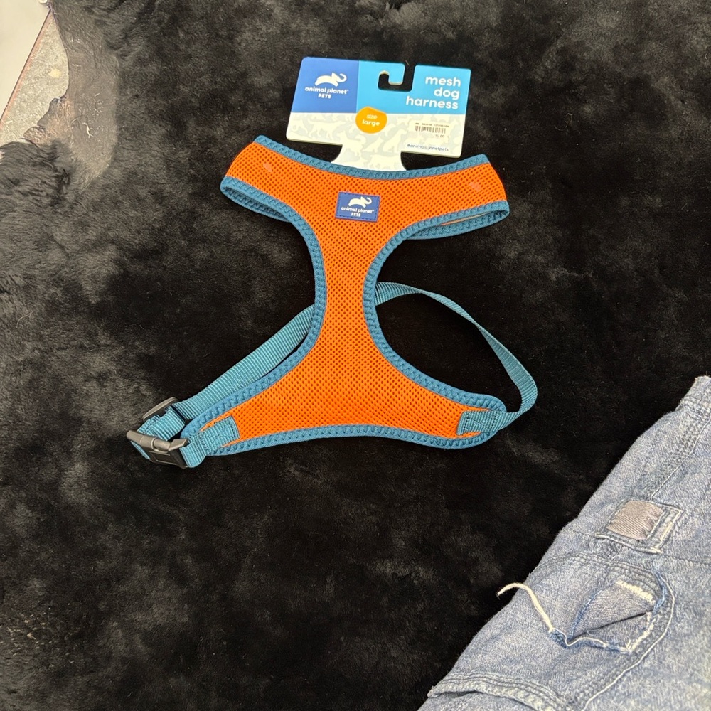 NWT Animal Planet Pets Large Mesh Dog Harness Orange Blue 14” Neck 19-29” Chest